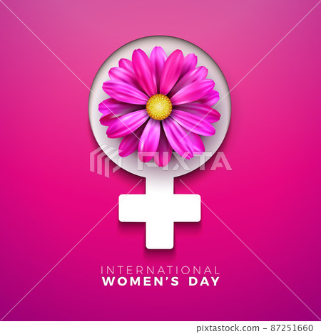 8 March International Womens Day Vector Illustration with 3d Female Symbol and Spring Flower on Pink Background. Women or Mother Day Theme Template for Flyer, Greeting Card, Web Banner, Holiday Poster 8 March International Womens Day Vector Illustration with 3d Female Symbol and Spring Flower on Pink Background. Women or Mother Day Theme Template for Flyer, Greeting Card, Web Banner, Holiday Poster 87251660