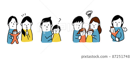 對育兒和育兒有擔憂和焦慮的父母的插圖 87251748