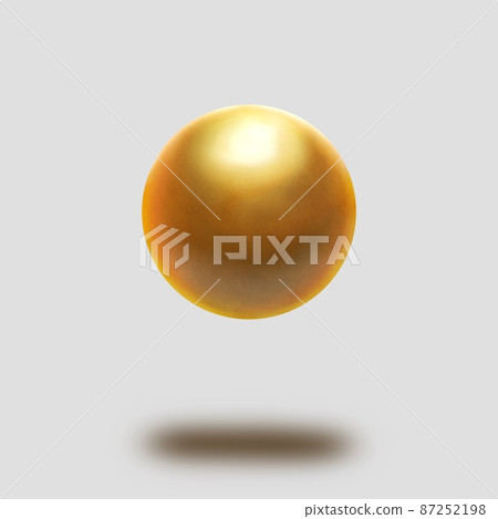 灰色背景中漂浮在空氣中的金屬金球 87252198