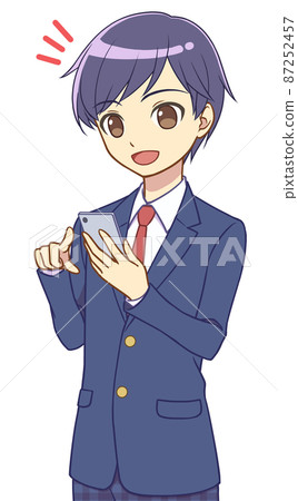 操作智能手機的西裝外套男孩 87252457