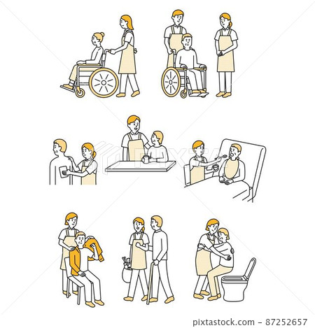Summary of illustrations of caregivers and welfare people Summary of illustrations of caregivers and welfare people 87252657