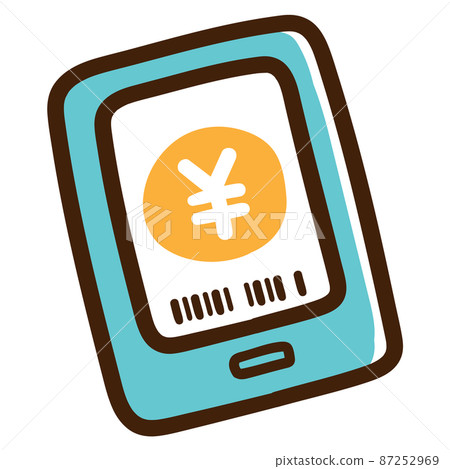 用於電子支付的智能手機屏幕的可愛手寫風格插圖 用於電子支付的智能手機屏幕的可愛手寫風格插圖 87252969