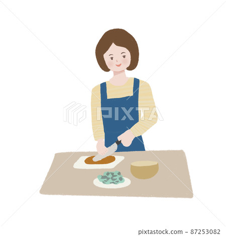 Female cooking illustration handwritten 87253082