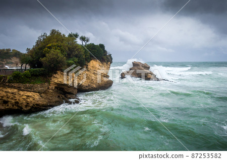 Rock of Basta and seaside in biarritz Rock of Basta and seaside in biarritz 87253582