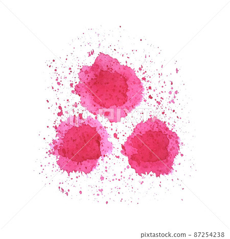 Watercolor red spots like a flower, roses, poppies, pink flowers, white background. Watercolor red spots like a flower, roses, poppies, pink flowers, white background. 87254238