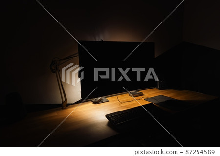 Computer corner with wooden desk 87254589