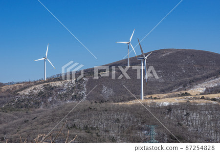 Eco-friendly windmill on the top of the mountain Eco-friendly windmill on the top of the mountain 87254828
