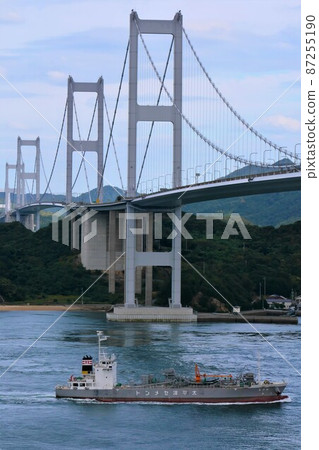 A large fishing bridge that straddles the strait A large fishing bridge that straddles the strait 87255190