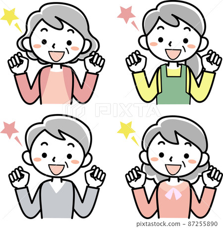 Upper body set of senior women doing guts pose 87255890