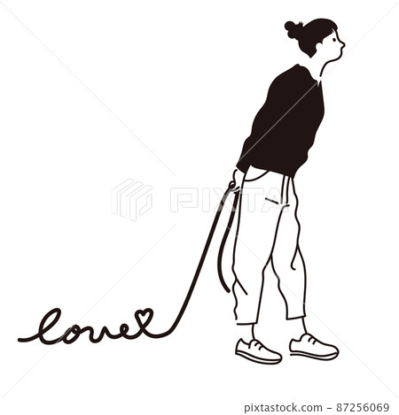 愛字符女性步行情人節矢量 愛字符女性步行情人節矢量 87256069