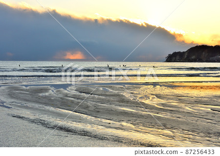 Kamakura Zaimokuza coast Nameri River estuary scenery Kamakura Zaimokuza coast Nameri River estuary scenery 87256433