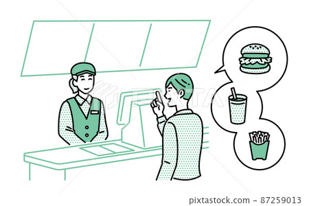 一個人在漢堡店點餐的減壓效果圖 87259013