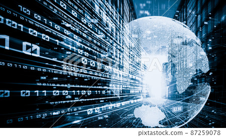 Futuristic global network and tacit digital data transfer 3D graphic 87259078