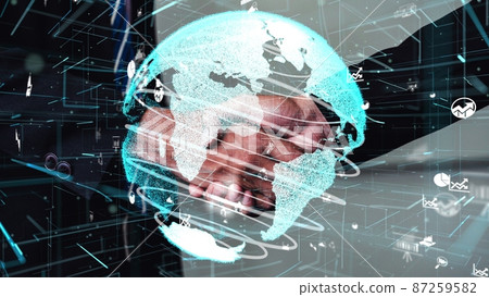 Conceptual business handshake with dashboard for financial data analysis Conceptual business handshake with dashboard for financial data analysis 87259582