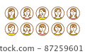 Female face icon 10-piece set 87259601