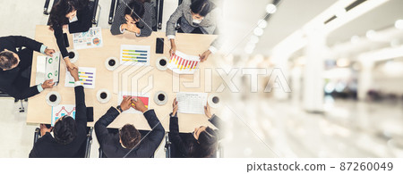 Business people group meeting shot from top view broaden view Business people group meeting shot from top view broaden view 87260049