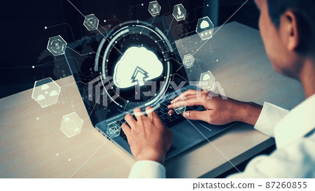 Cloud computing technology and online data storage for shrewd business network concept Cloud computing technology and online data storage for shrewd business network concept 87260855