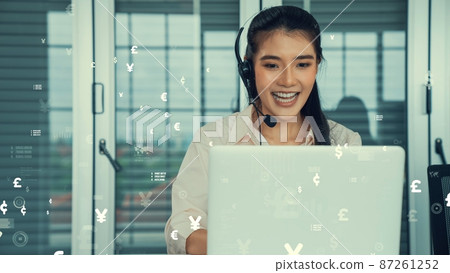 Customer support call center provide data with envisional graphic Customer support call center provide data with envisional graphic 87261252