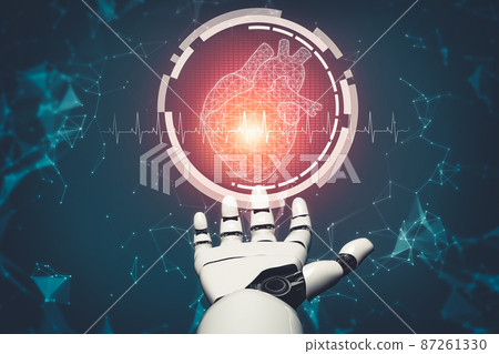 Medical artificial intelligence droid robot working in future hospital 87261330