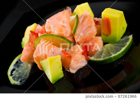Salmon ceviche with avocado and lime Salmon ceviche with avocado and lime 87261966
