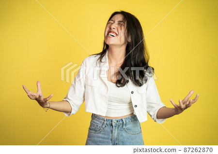 portrait of young asian woman unhappy and angry portrait of young asian woman unhappy and angry 87262870