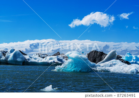 Natural landscape of beautiful Jokulsarlon Glacier Lagoon in Vatnajokull National Park. Natural landscape of beautiful Jokulsarlon Glacier Lagoon in Vatnajokull National Park. 87263491