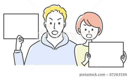 People with placards People with placards 87263589