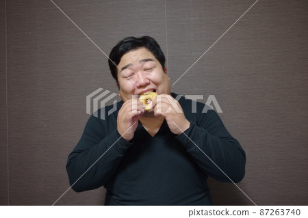Fat person eating donuts Fat person eating donuts 87263740