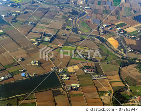 Sunny aerial view of the Guanyin District, Taoyuan City Sunny aerial view of the Guanyin District, Taoyuan City 87263947