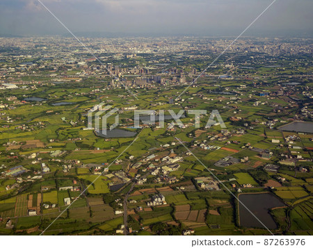 Sunny aerial view of the Taoyuan City, Dayuan District Sunny aerial view of the Taoyuan City, Dayuan District 87263976