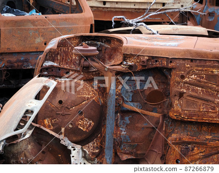 junkyard old rusted car field view junkyard old rusted car field view 87266879