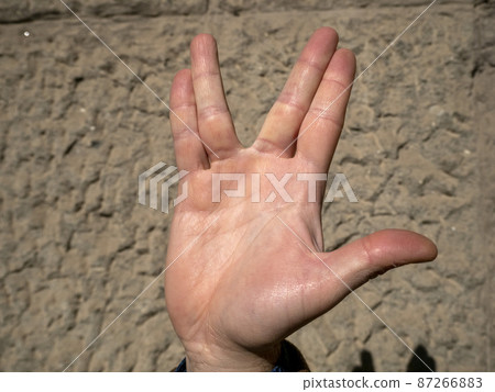 vulcan greeting hand live long and prosper sign isolated 87266883