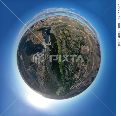 mexico baja california sur la purisima river and rock mountain aerial landscape panorama 87266887