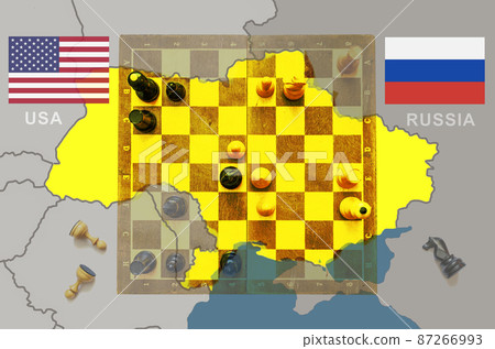 Russia vs USA in Ukraine, chess like geopolitics game 87266993