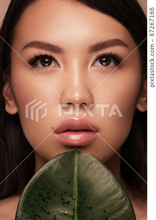 Beautiful delicate woman with nude makeup and perfect skin. Beauty face. Spa Beautiful delicate woman with nude makeup and perfect skin. Beauty face. Spa 87267166