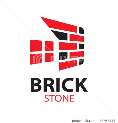 Vector set of logos brick stones, construction Vector set of logos brick stones, construction 87267541