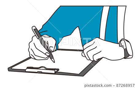 At the hands of a businessman signing a contract - Stock Illustration ...