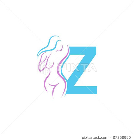 Sexy woman icon in front of letter Z  illustration template 87268990