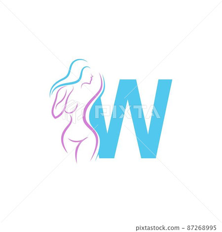 Sexy woman icon in front of letter W illustration template Sexy woman icon in front of letter W illustration template 87268995
