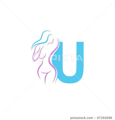 Sexy woman icon in front of letter U illustration template Sexy woman icon in front of letter U illustration template 87268996