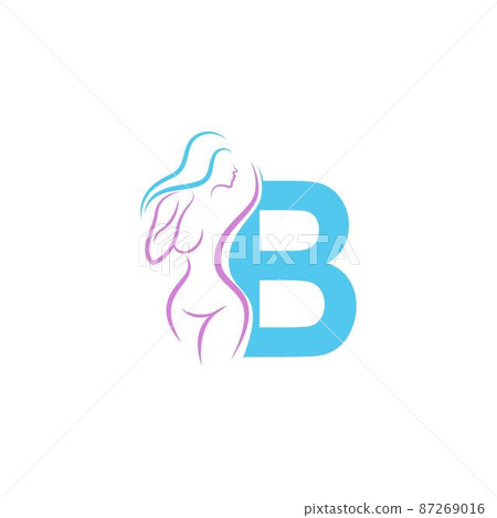 Sexy woman icon in front of letter B  illustration template 87269016