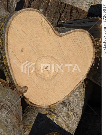Wooden log in shape of heart 87269017