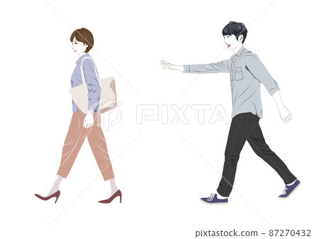Walking man and woman illustration 87270432