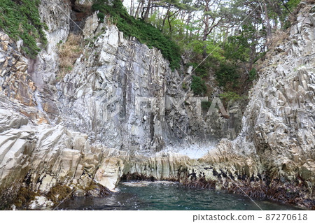 A strange rock in Jodogahama, Miyako City, near Koyasu Jizo and Sword Mountain 87270618
