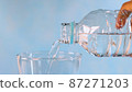 Pour water from a plastic bottle into a glass 87271203