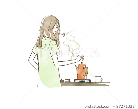 Woman sighing in the kitchen Woman sighing in the kitchen 87271328
