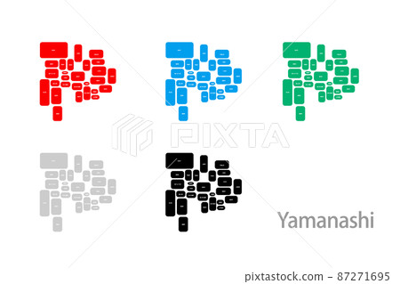 Deformed map with municipalities_Yamanashi 08 87271695