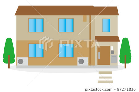 An illustration of a slightly larger single-family house on the second floor, built assuming a two-family house. Nature / outdoor unit / mailbox / nameplate available