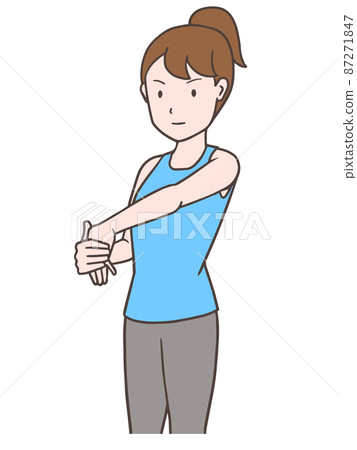 Woman stretching the outside of the elbow - Stock Illustration ...