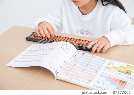 Girl learning abacus homework Girl learning abacus homework 87272001